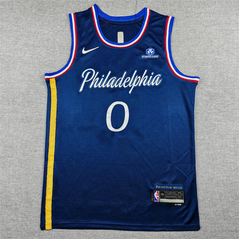 Men's Philadelphia 76ers Tyrese Maxey Navy 2025/26 Swingman Jersey - City Edition