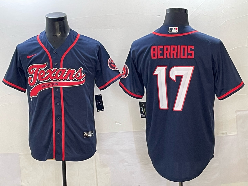 Men's Houston Texans Braxton Berrios Navy Team Player Jersey