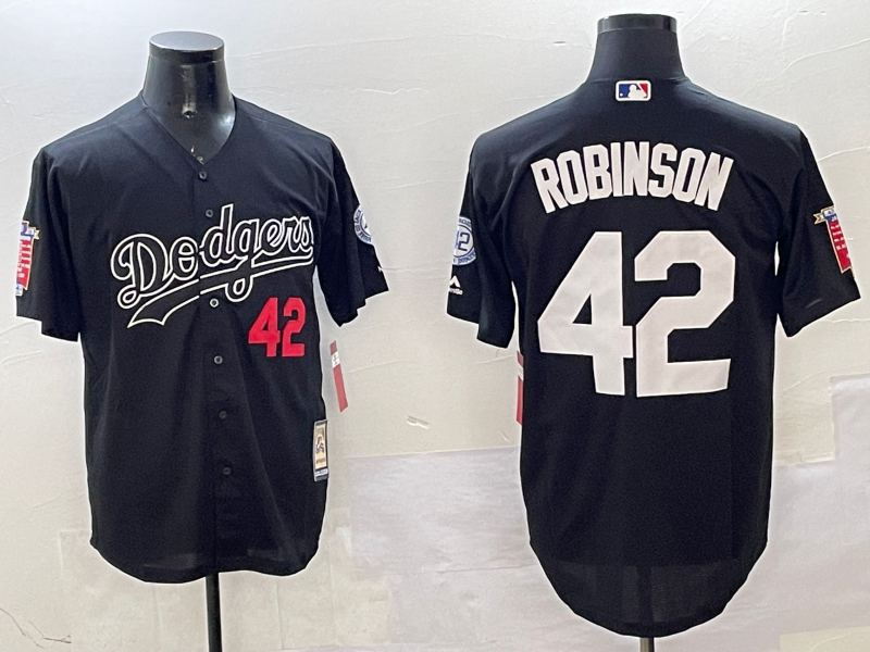 Men's Los Angeles Dodgers Jackie Robinson Black Throwback Cooperstown Collection Limited Jersey