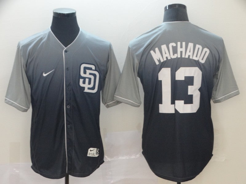 Men's San Diego Padres Manny Machado Grey White Gradient Stitched Jersey