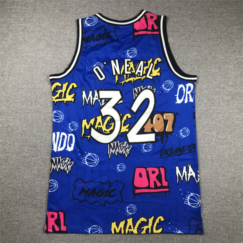 Men's Orlando Magic Shaquille O'Neal Blue Swingman Graffiti Edition Jersey