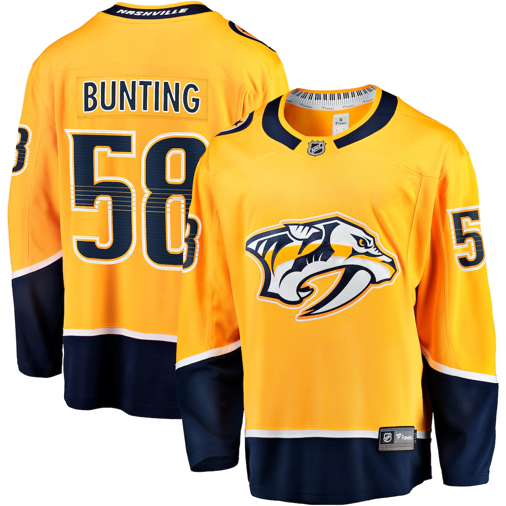 Men's Nashville Predators Michael Bunting Fanatics Gold Home Breakaway Jersey