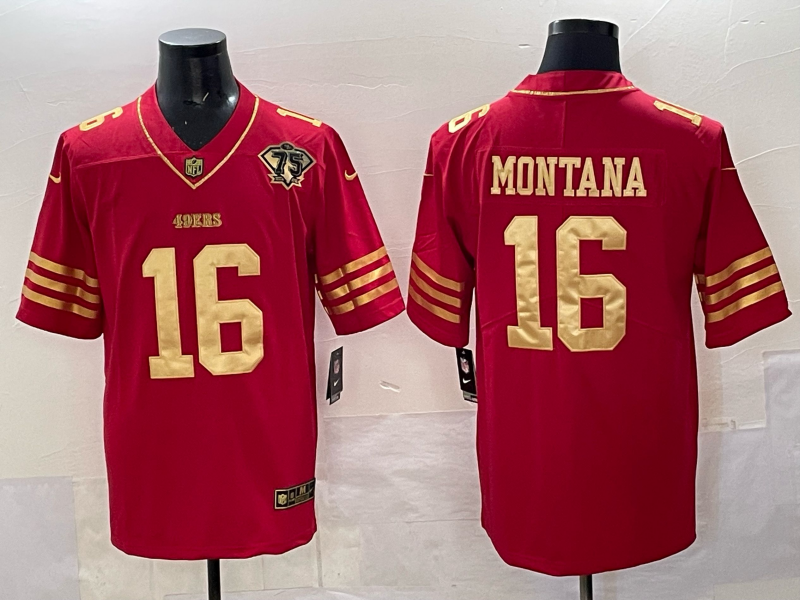 Men's San Francisco 49ers Joe Montana Red Player Game Jersey