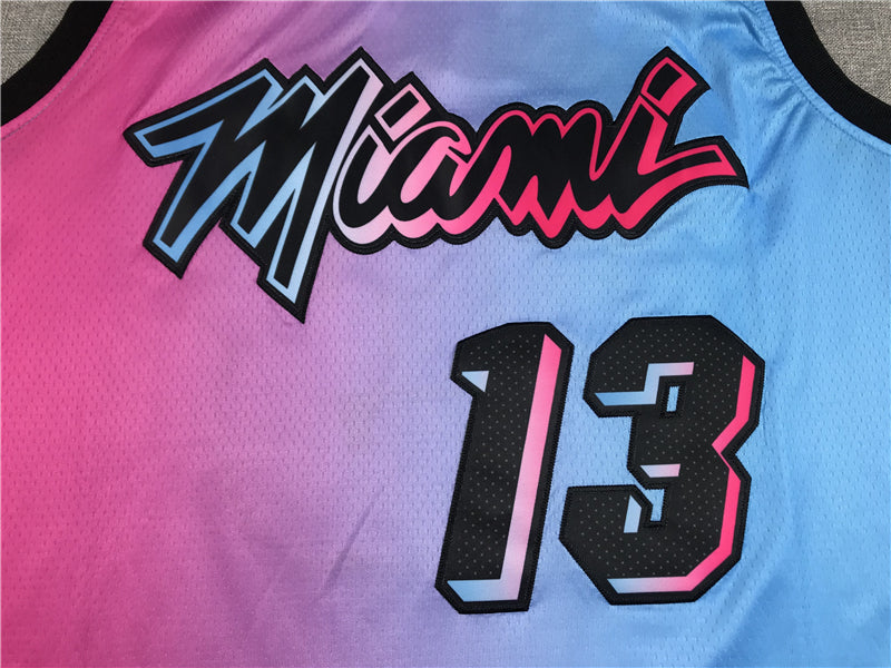 Men's Miami Heat Bam Adebayo Pink/Blue 2020/21 Swingman Jersey ¨C City Edition