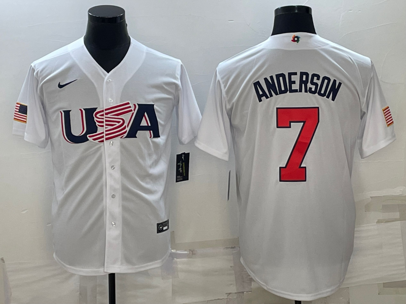 Men's 2023 World Baseball Classic Tim Anderson USA White Jersey
