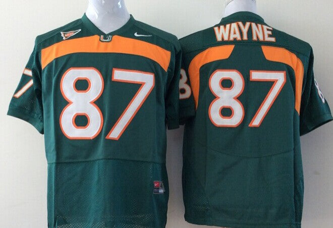 Men's Miami Hurricanes Reggie Wayne Green Team Football Jersey
