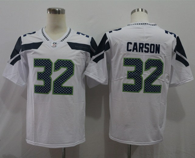 Men's Seattle Seahawks Chris Carson White Game Jersey