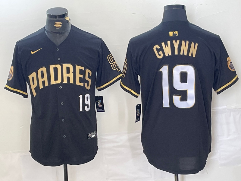Men's San Diego Padres Tony Gwynn Black Replica Player Jersey