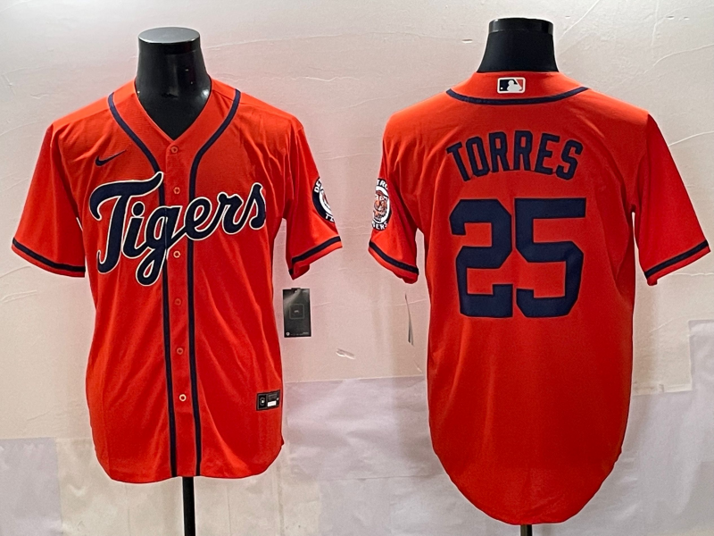 Men's Detroit Tigers Gleyber Torres Orange Replica Player Jersey