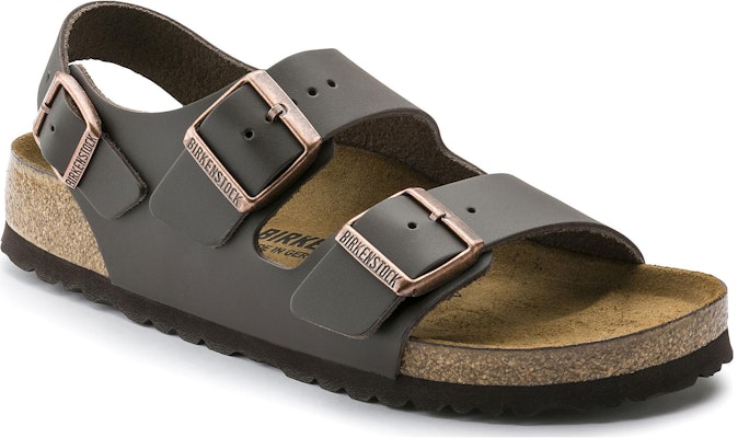 Birkenstock Milano Natural Leather 0034103 Narrow Fit Dark Brown Beach Sandals
