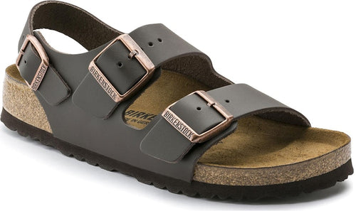 Birkenstock Milano Natural Leather 0034103 Narrow Fit Dark Brown Beach Sandals
