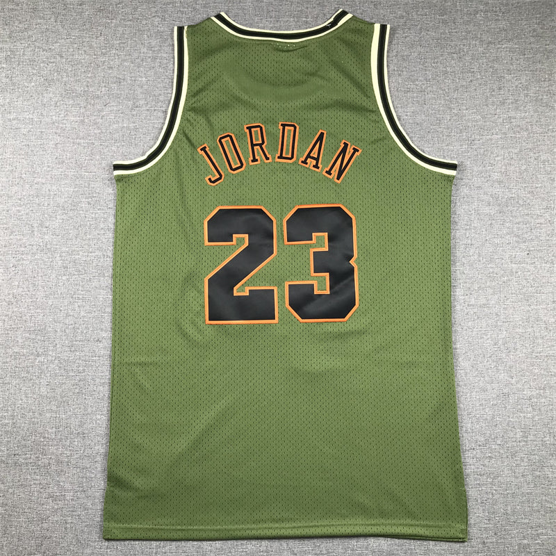 Men's Chicago Bulls Michael Jordan Army Green 1997-98 Hardwood Classics Swingman Jersey
