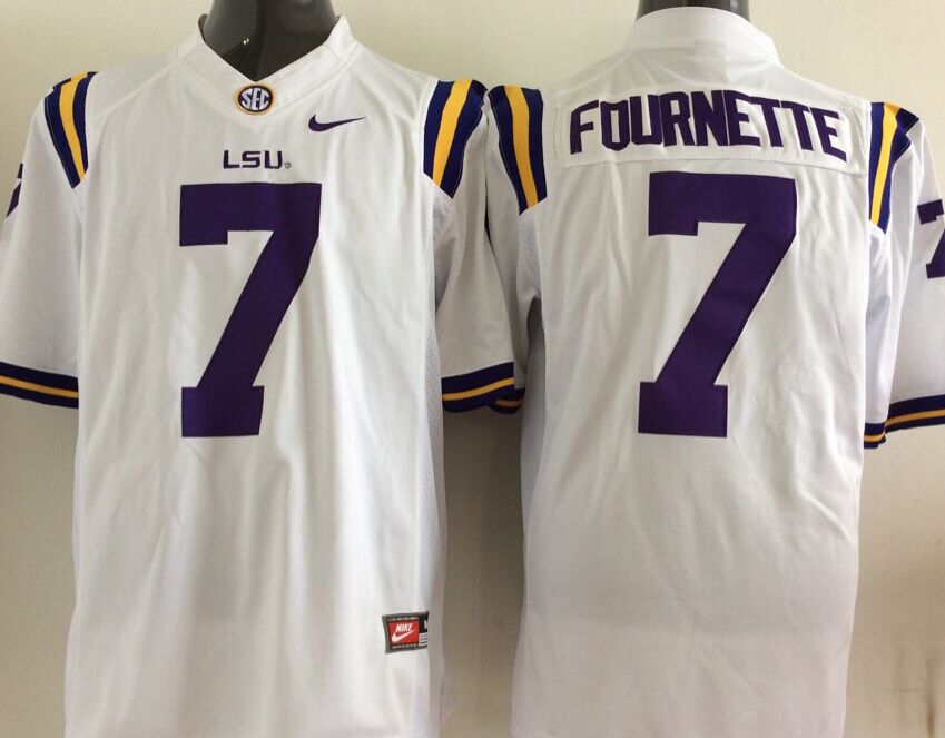 Men's LSU Tigers Leonard Fournett White Player Game Jersey
