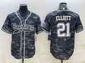 Men's Dallas Cowboys Ezekiel Elliott Grey Camouflage Game Jersey Joint Edition