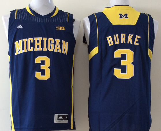 Men's Michigan Wolverines Trey Burke Navy Team Replica Basketball Jersey