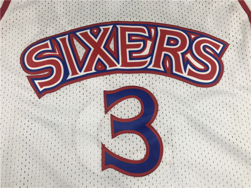Men's Philadelphia 76ers Allen Iverson White Hardwood Classics Authentic Jersey