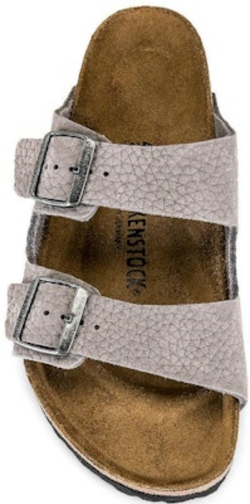 Birkenstock Arizona 1020752 Whale Gray Lychee Leather Slide Sandals