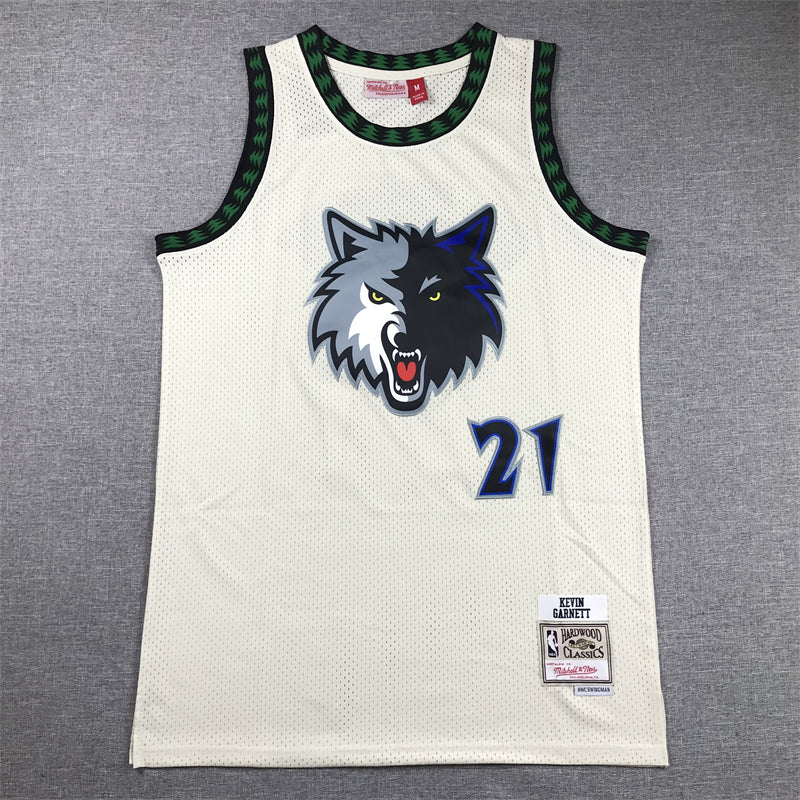 Men's Minnesota Timberwolves Kevin Garnett Cream Hardwood Classics Swingman Jersey