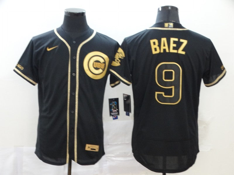 Men's Chicago Cubs Javier Baez Black Stitched Jersey