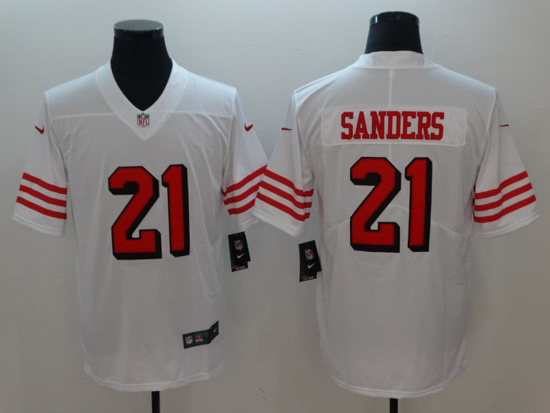 Men's San Francisco 49ers Deion Sanders White Game Player Jersey