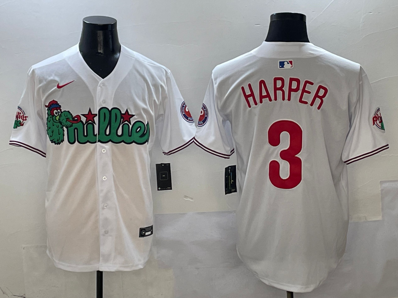 Men's Philadelphia Phillies Bryce Harper White Game Jersey