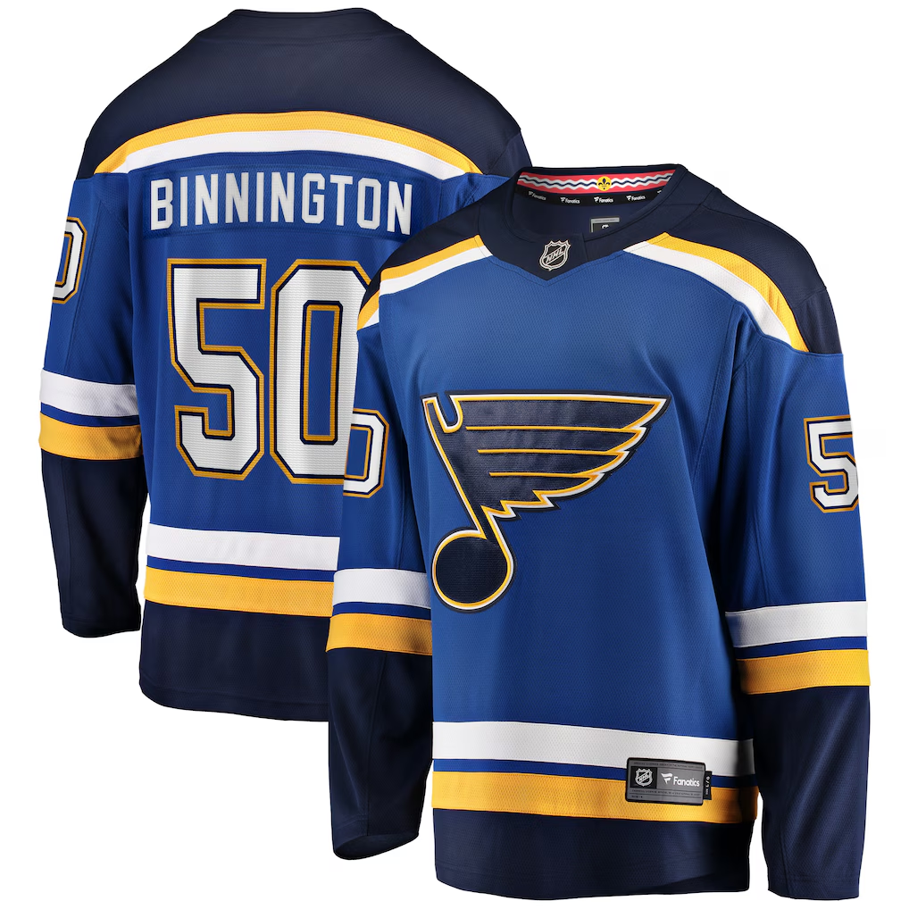 Men's St. Louis Blues Jordan Binnington Fanatics Blue Breakaway Jersey