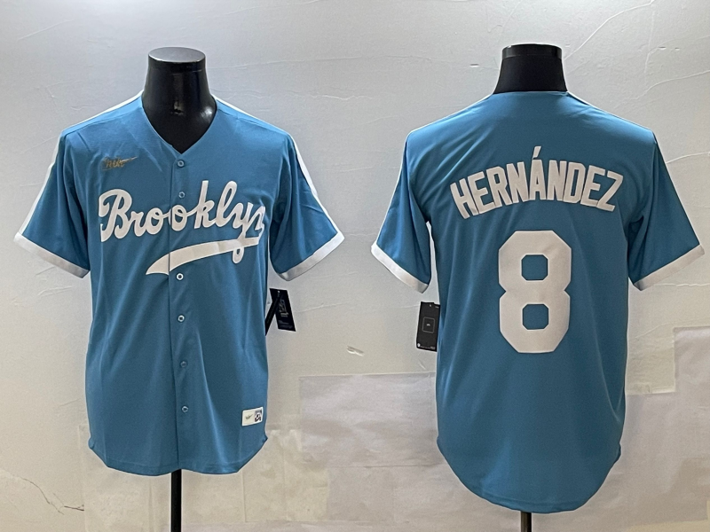 Men's Los Angeles Dodgers Enrique Hernandez Light Blue Cooperstown Collection Limited Player Jersey