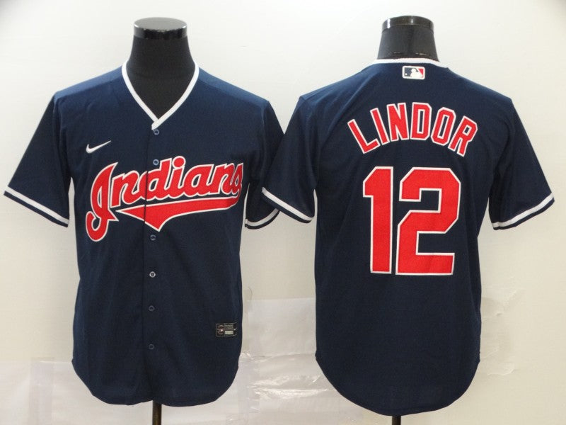 Men's Cleveland Guardians Francisco Lindor Navy Replica Baseball Jersey