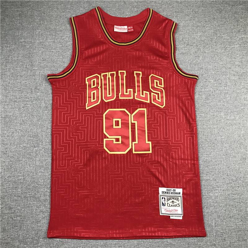 Men's Chicago Bulls Dennis Rodman Red Hardwood Classics Swingman Jersey