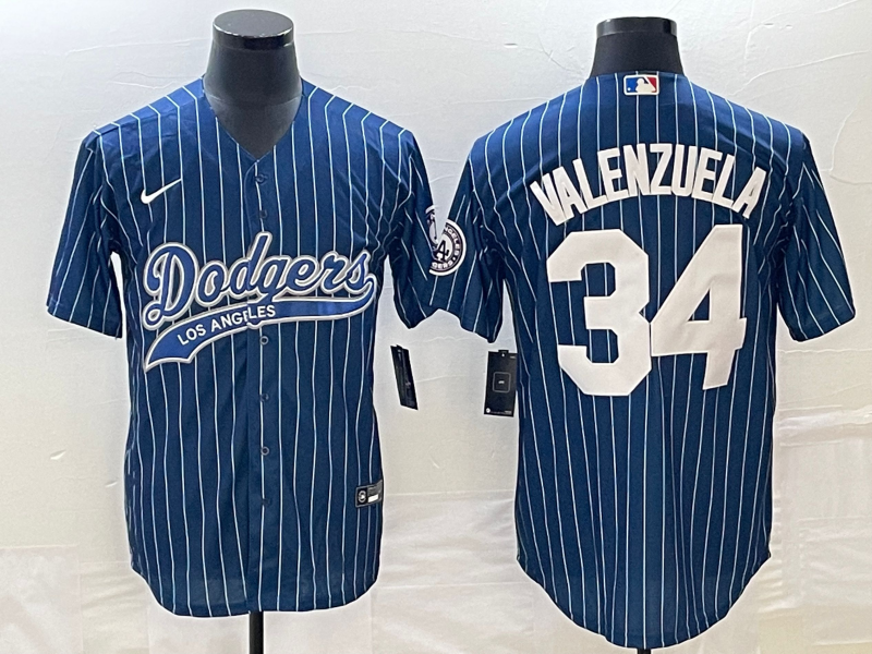 Men's Los Angeles Dodgers Fernando Valenzuela Blue Player Jersey Joint Edition