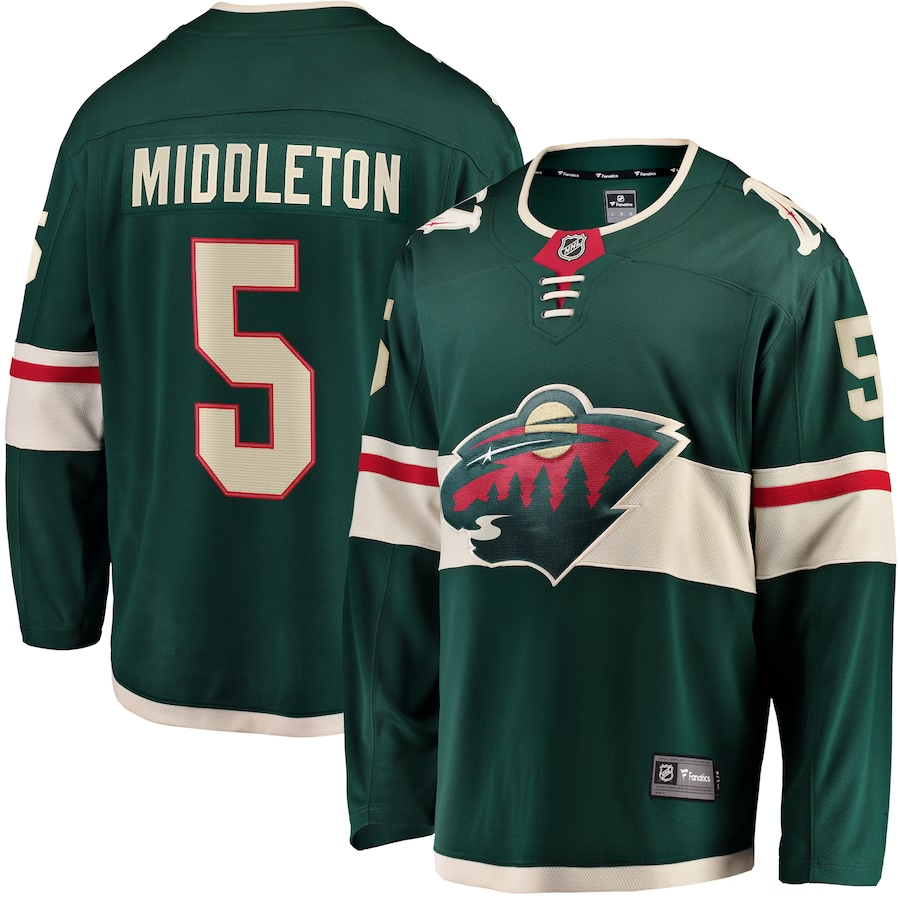 Men's Minnesota Wild Jake Middleton Green Home Breakaway Player Jersey