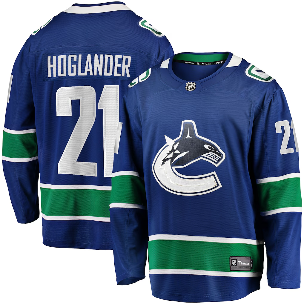 Men's Vancouver Canucks Nils Hoglander Fanatics Blue Home Breakaway Player Jersey