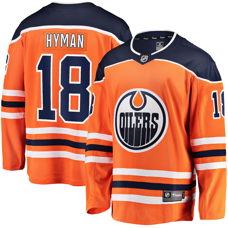 Men's Edmonton Oilers Zach Hyman Orange Home Breakaway Player Jersey
