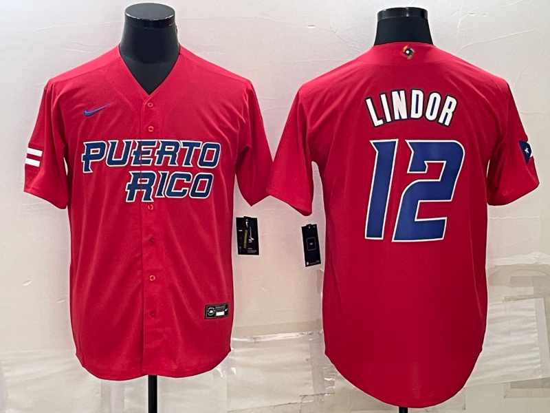 Men's 2023 World Baseball Classic Francisco Lindor Puerto Rico Red Jersey