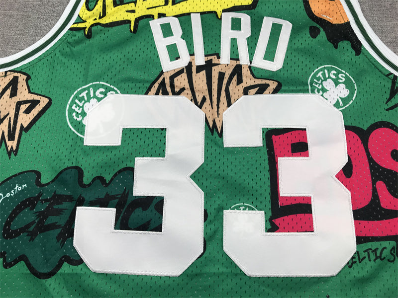 Men's Boston Celtics Larry Bird Green Swingman Graffiti Edition Jersey