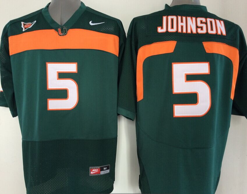 Men's Miami Hurricanes Andre Johnson Green Team Football Jersey