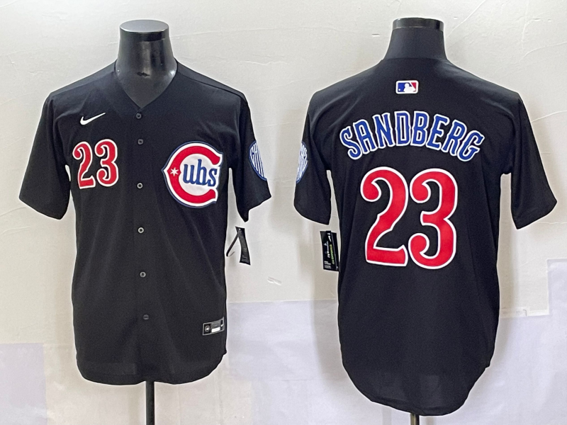 Men's Chicago Cubs Ryne Sandberg Black Limited Player Jersey