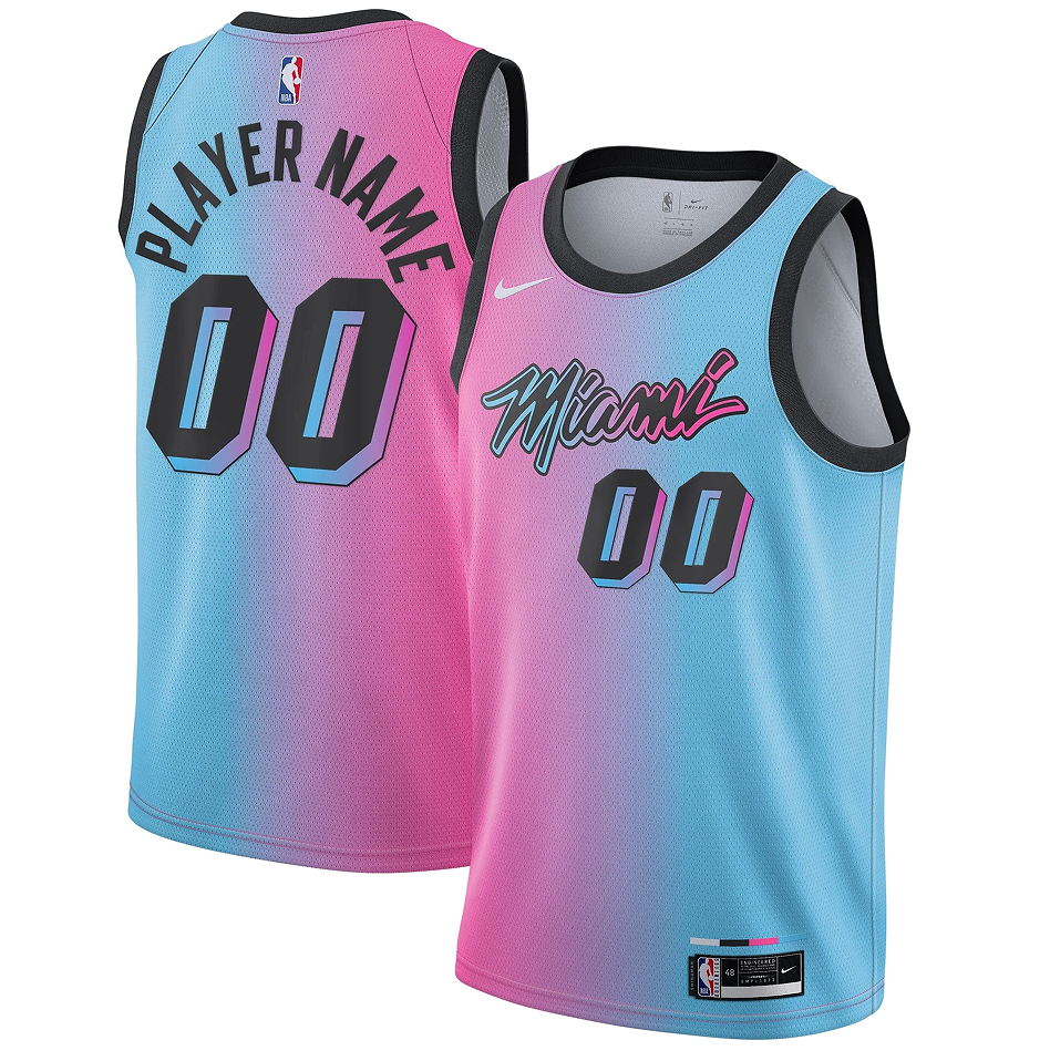 Men's Miami Heat Custom Pink/Blue Swingman Jersey - City Edition