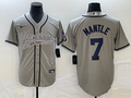 Men's New York Yankees Mickey Mantle Gray Player Jersey Joint Edition