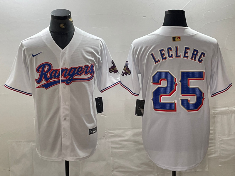 Men's Texas Rangers Jose Leclerc White 2024 Gold Collection Limited Player Jersey