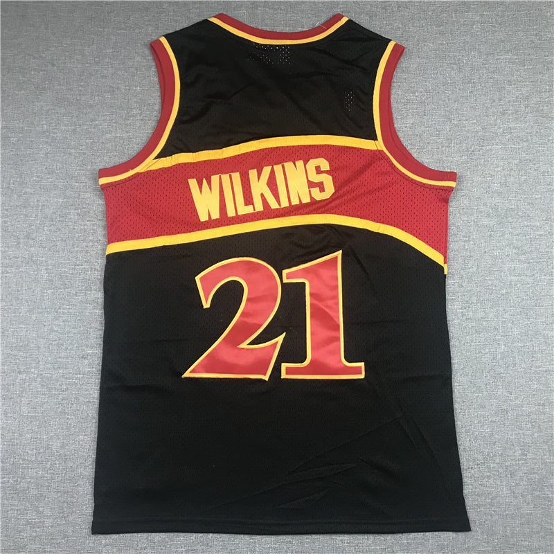 Men's Atlanta Hawks Dominique Wilkins 1986-87 Black Hardwood Classics Swingman Jersey
