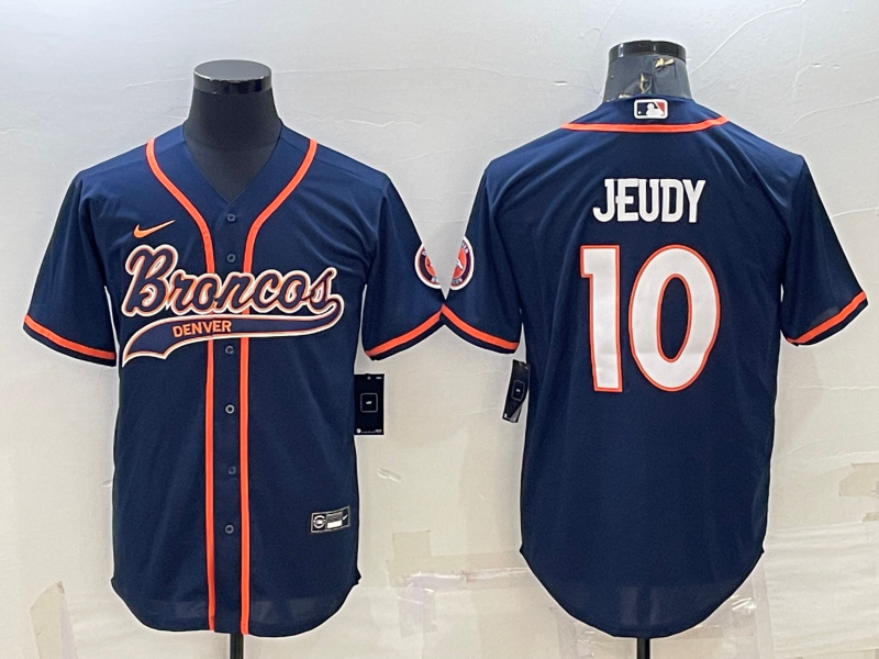 Men's Denver Broncos Jerry Jeudy Navy Game Jersey Joint Edition