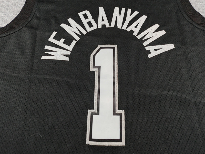 Men's San Antonio Spurs Victor Wembanyama Black 2025/26 Swingman Jersey - City Edition