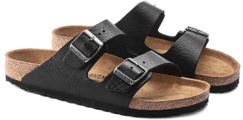 Birkenstock Arizona 1023115 Grip Vintage Wood Black Leather Sandals