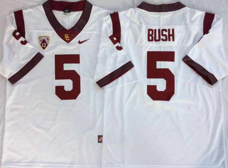 Men's USC Trojans Reggie Bush White Player Game Jersey