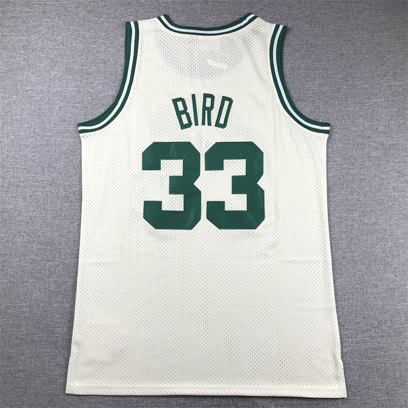 Men's Boston Celtics Larry Bird Cream Hardwood Classics Swingman Jersey