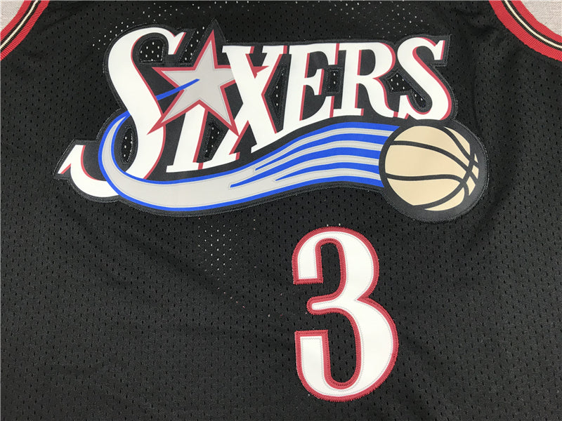 Men's Philadelphia 76ers Allen Iverson Black Throwback Swingman Jersey