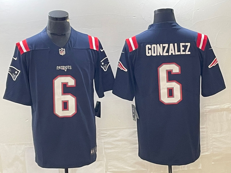 Men's New England Patriots Christian Gonzalez Navy Team Game Jersey