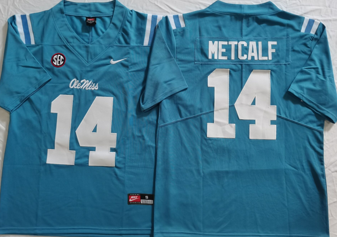 Men's Ole Miss Rebels DK Metcalf Blue Player Game Jersey
