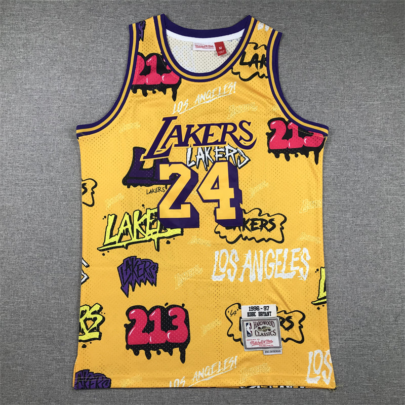 Men's Los Angeles Lakers Kobe Bryant Yellow Swingman Graffiti Edition Jersey